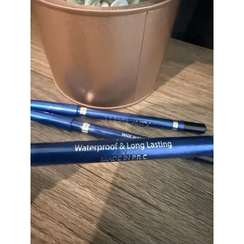 Set of 3 Black Eyeliner Pencils Waterproof & Long Lasting Full Size